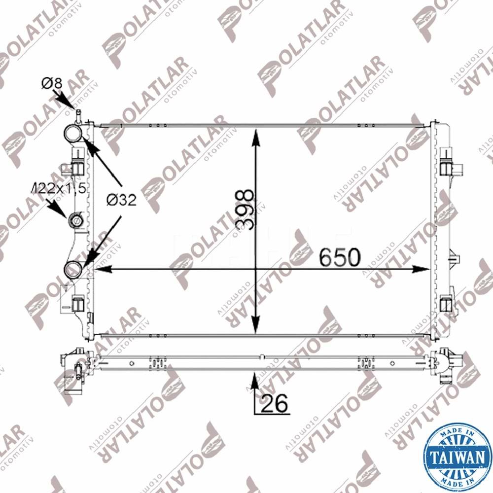 VOLKSWAGEN POLO SU RADYATÖRÜ 648X326X16 1.4TDI