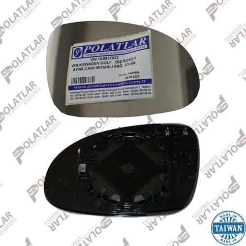 VOLKSWAGEN GOLF5 DIŞ BÜKEY AYNA CAMI ISITMALI SAĞ 08>13