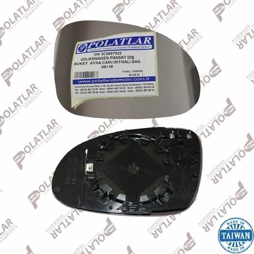 VOLKSWAGEN PASSAT DIŞ BÜKEY AYNA CAMI ISITMALI SOL 05>10